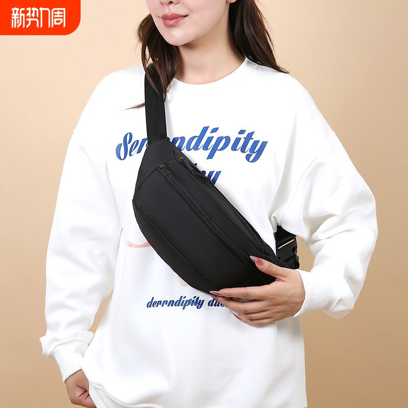 纯色腰包女简约休闲旅行单肩斜挎包运动手机包户外时尚胸包潮防水