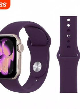 适用applewatch10手表带苹果S9手表iwatch11硅胶S10女S8/S7腕带s8/SE7S6夏季ultra运动配件潮粉色紫色红色