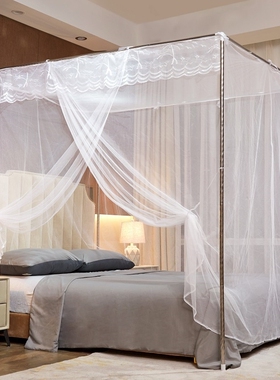 蚊帐加厚单门家用1.5米卧室1.8m一开门1.2支架双人1.0米老式防蚊