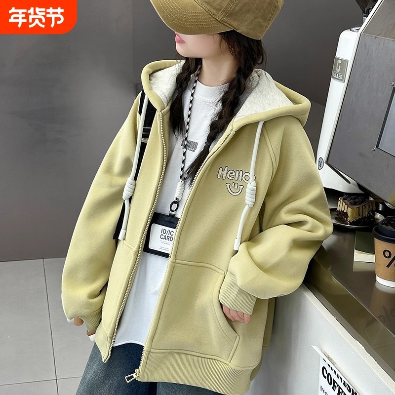 女童外套加绒秋冬2025新款儿童洋气时髦女大童冬装加厚连帽上衣潮,童装/婴儿装/亲子装,普通外套,淘宝优惠券,粉丝福利购,淘宝优惠卷