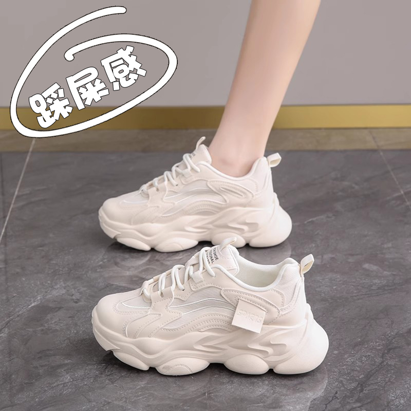 老爹鞋女2025新款春秋季厚底休闲增高轻便透气显脚小软底百搭运动