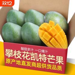 正宗攀枝花芒果凯特大甜5斤新鲜水果当季整箱现摘青皮大9