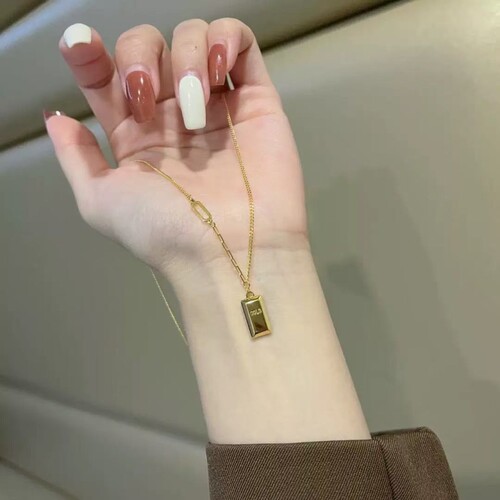 爆款不掉色项链女小金条小金砖吊坠2026仿越南沙金礼物绳子罗盘