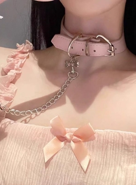 小狗骨头项圈女情调小狗牵引绳choker颈链皮革puppy小众设计项链