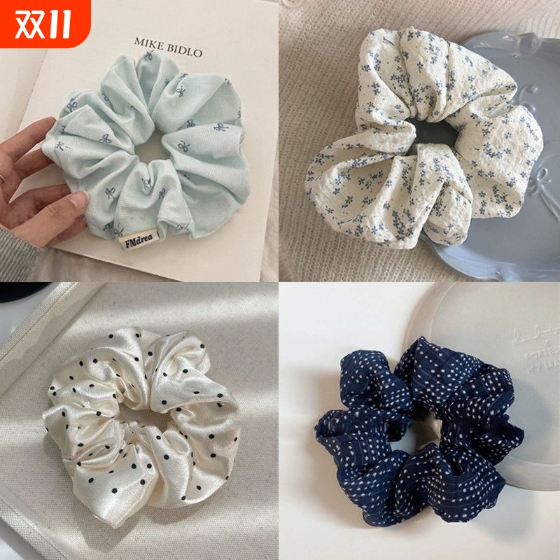 韩系bm风简约大肠清新碎花发圈新款马尾气质头发发绳高级头绳发饰