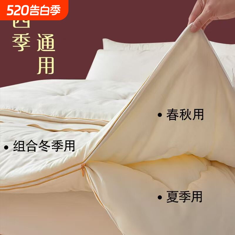 手工蚕丝被大豆纤维子母被二合一拉链款春秋被芯加厚冬被四季通用