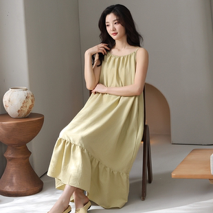 无袖 带胸垫睡裙女夏季 纯色2025新款 吊带睡衣薄新款 家居服夏天 大码