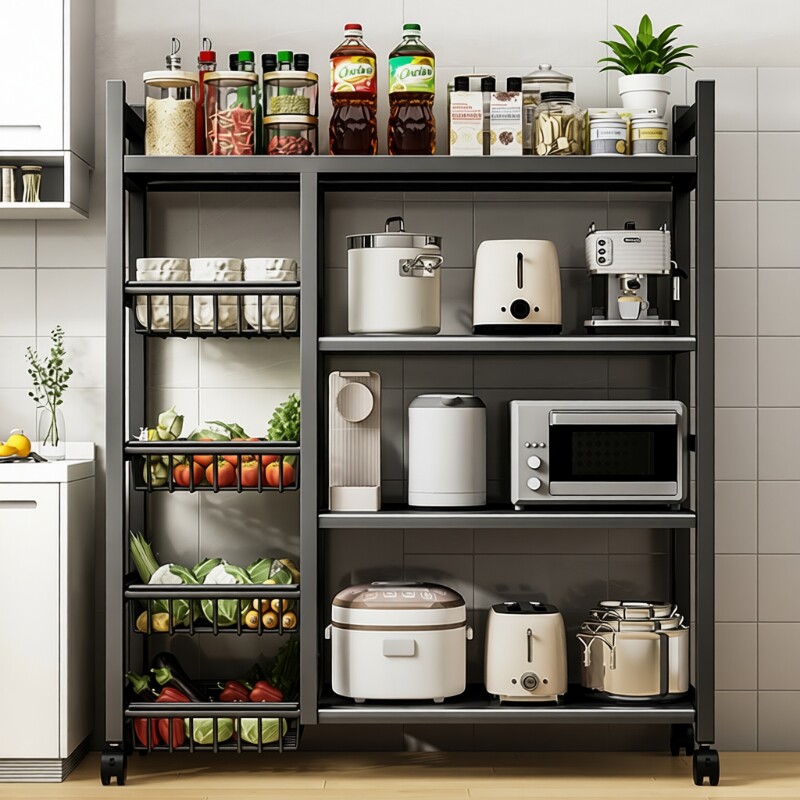 厨房置物架蔬菜落地多层收纳架家用多功能杂物架架子移动阳台客厅