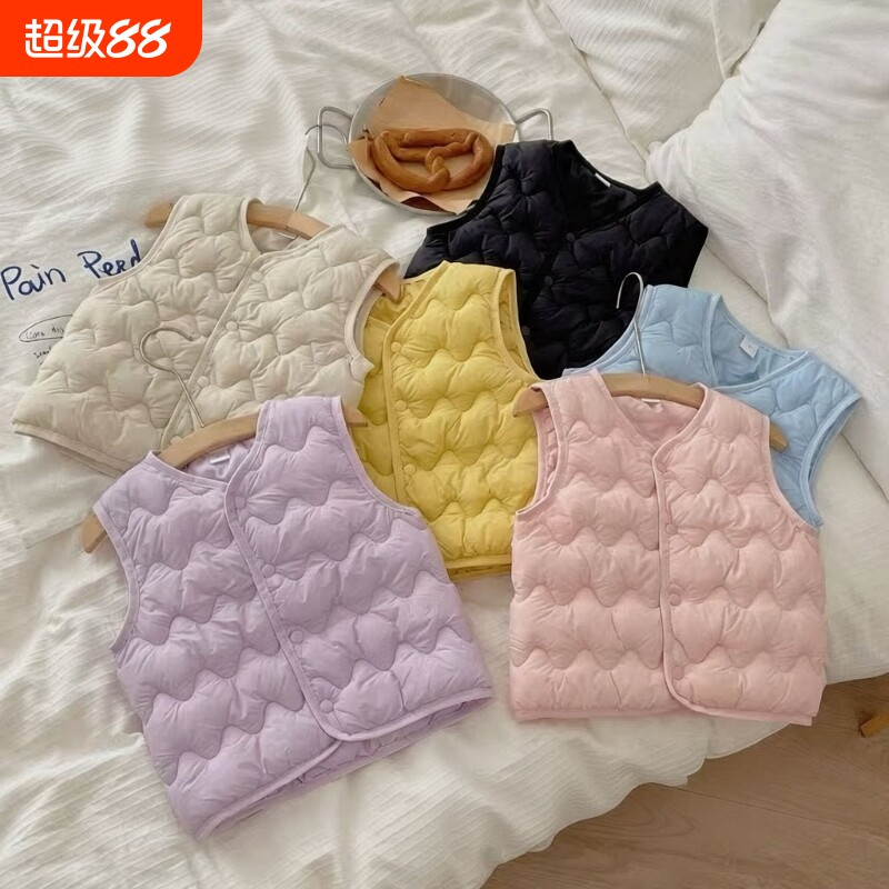 童泰款儿童羽绒棉马甲宝宝秋冬背心男女童马夹中小童春秋内外穿坎