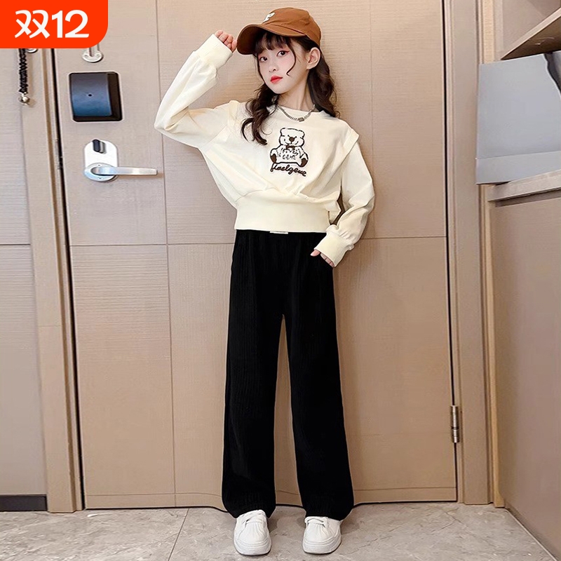 女童卫衣套装春秋款休闲两件套