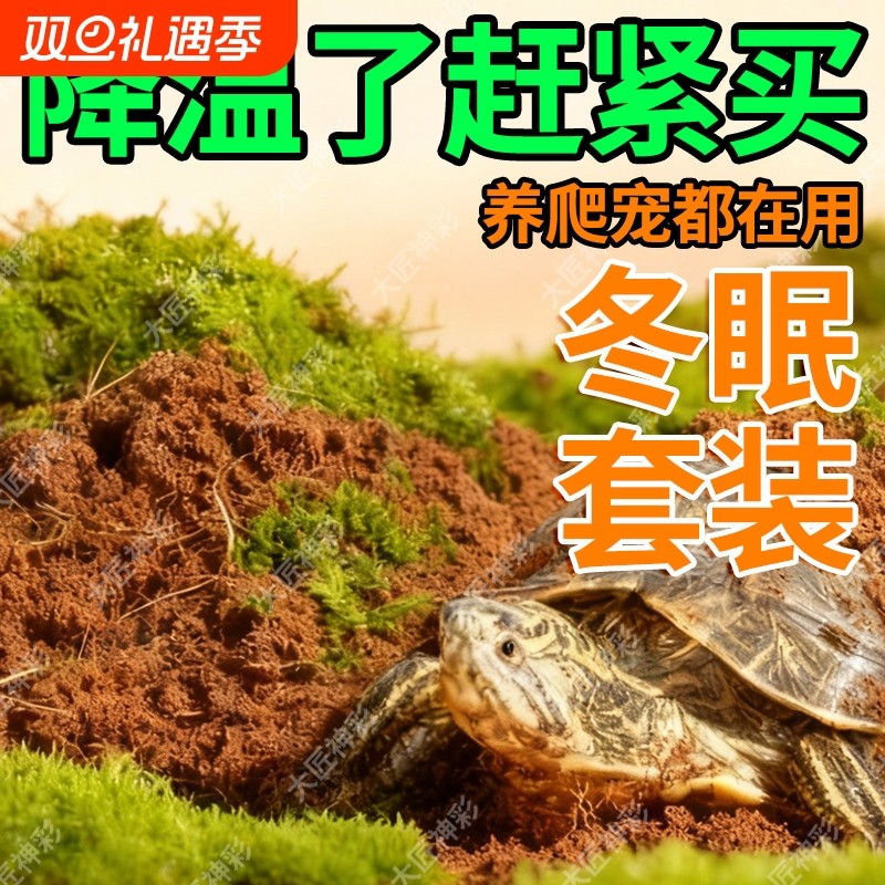 乌龟冬眠箱专用椰土陆龟蛇饲养盒过冬装备干苔藓爬宠缸保温蜥蜴