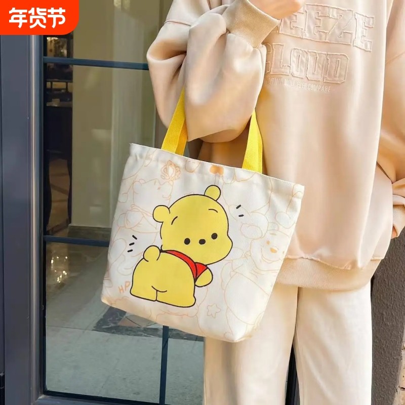 小号帆布袋便携手提包水杯学生袋装书拎包溜娃儿童单肩包耐磨方形