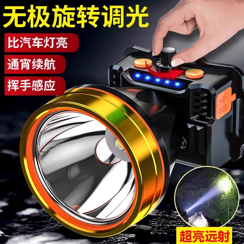 强光钓鱼头灯充电超亮头戴式