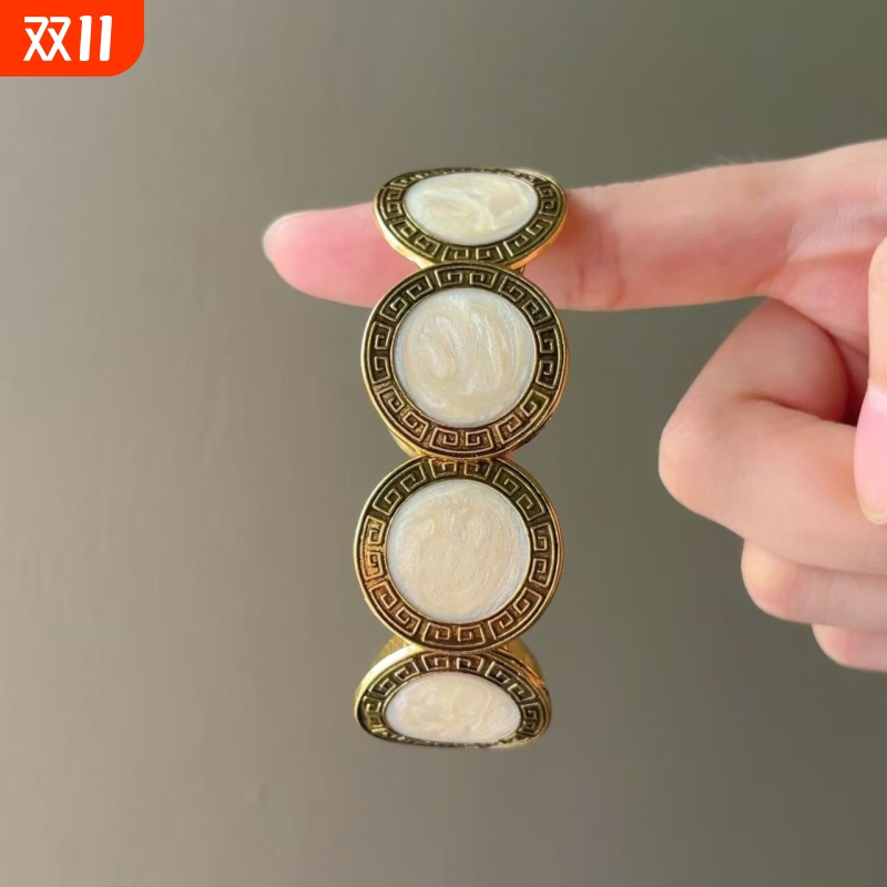 中古vintage波西米亚圆盘串珠手链复古小众轻奢时尚叠戴手镯手环