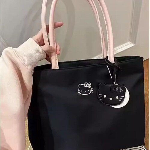 kitty通勤小众刺绣百搭托特休闲ins单肩包甜美大容量简约尼龙学生