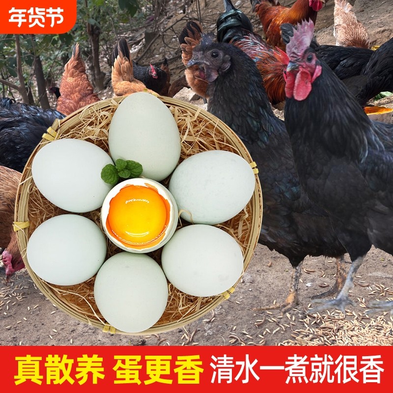 绿壳乌鸡蛋50枚大别山谷物农家土鸡蛋月子新鲜营养蛋现发农场喂养