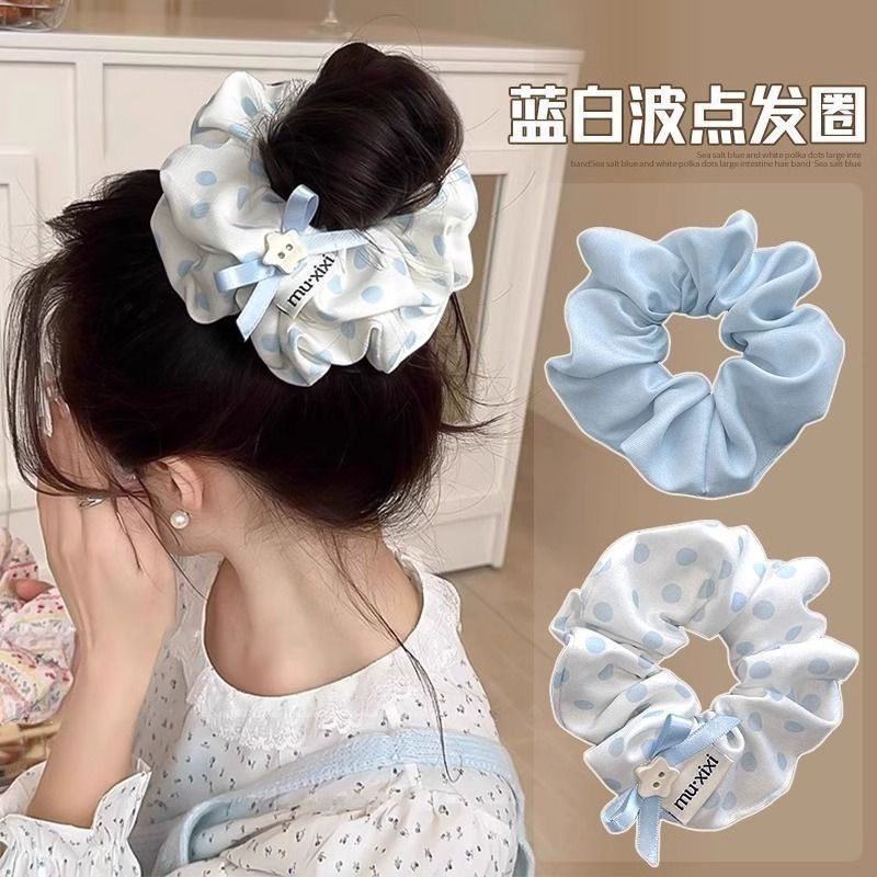 甜美波点大肠发圈女2025新款慵懒风扎发低马尾发饰高级感简约头绳