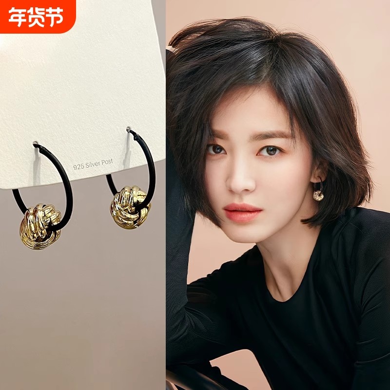 耳环女复古港风耳坠纯银耳钉小众设计感高级独特耳圈气质耳饰金属,饰品/流行首饰/时尚饰品新,耳环,淘宝优惠券,粉丝福利购,淘宝优惠卷