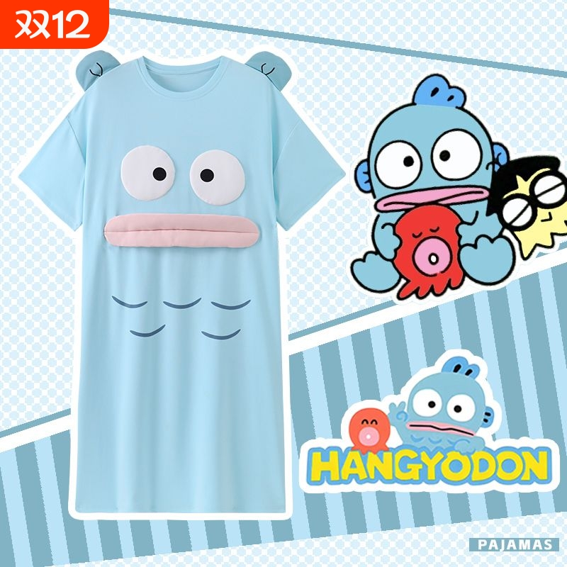 小丑鱼儿童女童睡裙2025夏季新款短袖棉质中大女孩学生母女款睡衣