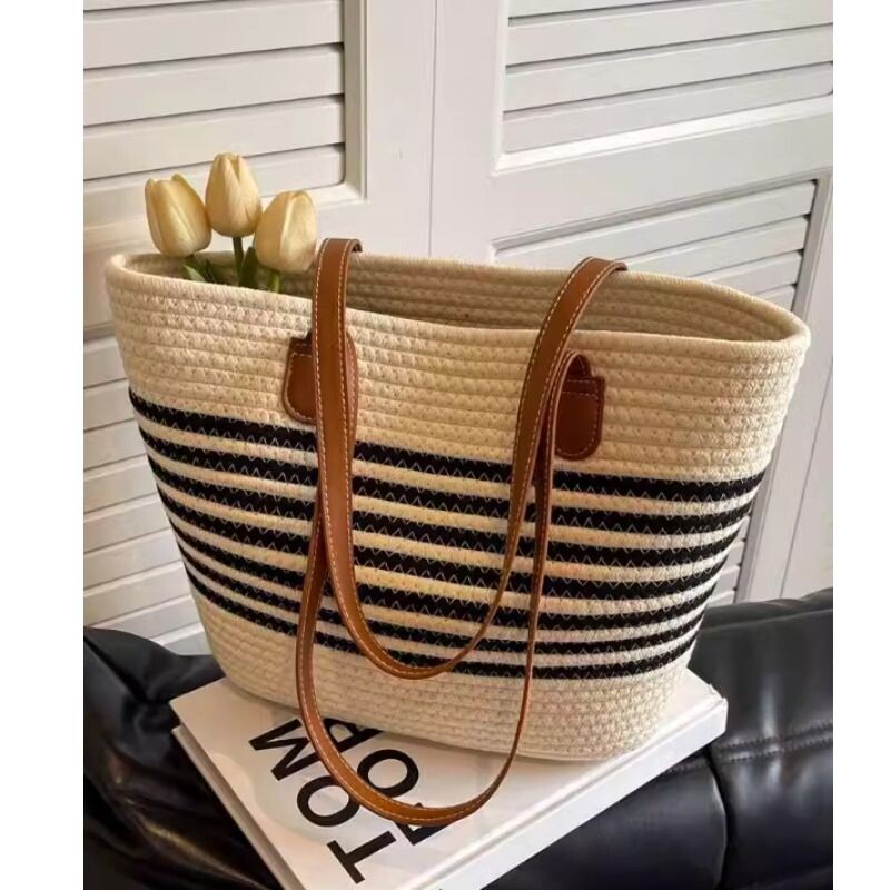 草编包包女大容量2024新款夏季百搭单肩托特包海边度假沙滩编织包