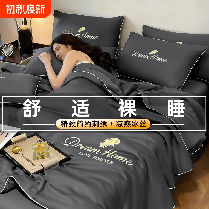 四件套2026新款夏季凉感冰丝夏被薄款空调被单可机洗高级感轻奢图片