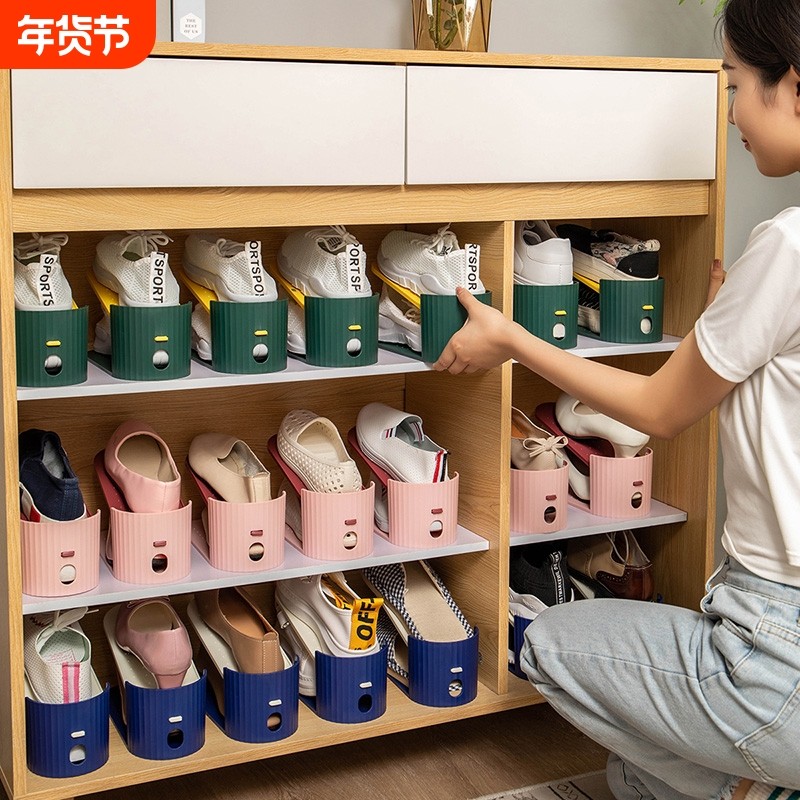 鞋托家用简易塑料鞋架鞋子收纳整理架鞋柜双层省空间免安装落地,住宅家具,鞋架,淘宝优惠券,粉丝福利购,淘宝优惠卷