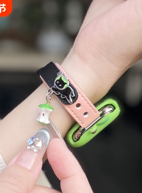 适用于小米手环9pro/8pro手表带皮质创意红米watch6腕带撞色redmi4/5可爱猫女款xiaomi小众高级感表壳