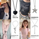 fever同款 黑色爱心项链小众设计时尚 简约百搭高级配饰ins心形爆款