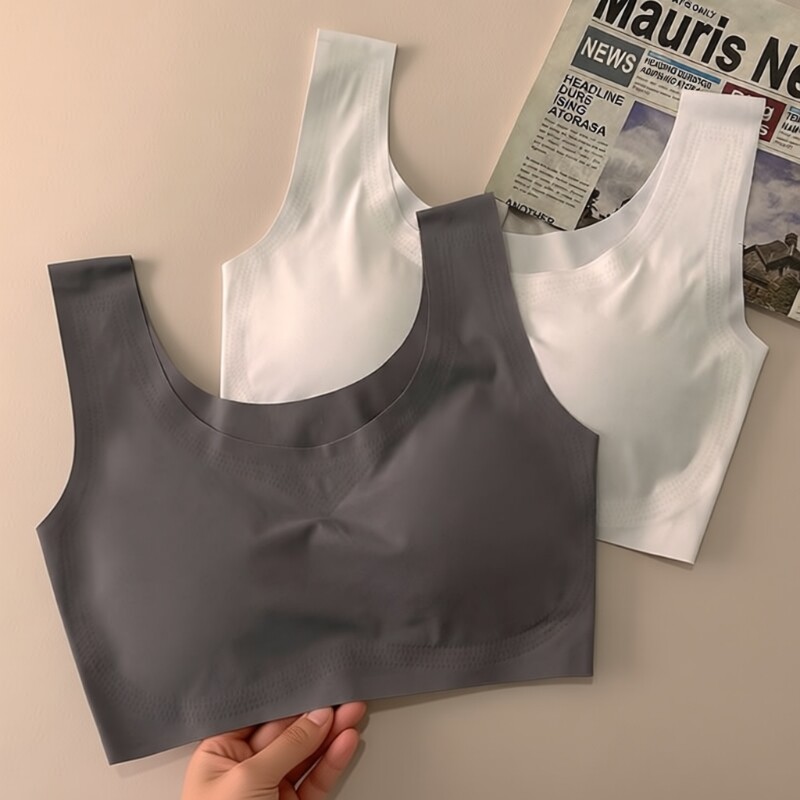 无痕内衣女运动发育期少女吊带冰丝文胸学生聚拢抹胸背心女一体式