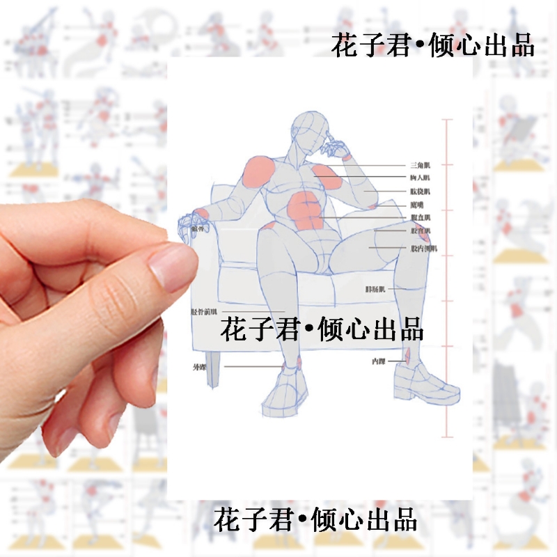 64张速写人体结构贴纸ins风简约创意DIY手账本笔记本素材贴画防水美术生