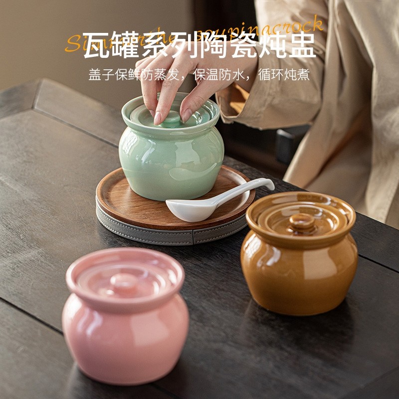 陶瓷炖盅隔水炖家用带盖小瓦罐煲煨汤罐一23沙县蒸鸡蛋羹炖锅炖煮