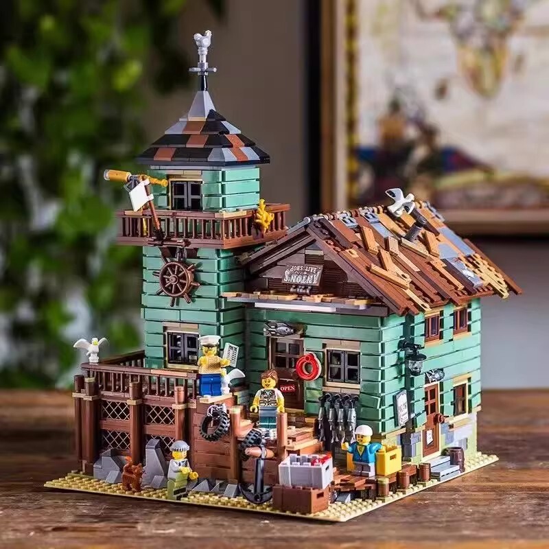 渔夫小屋房子别墅城市建筑街景女孩子系列成年高难度拼装积木玩具