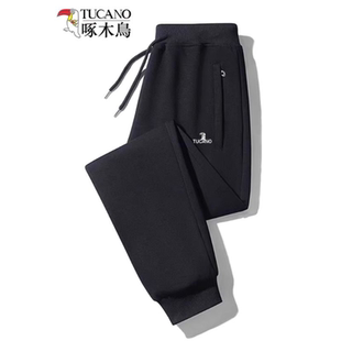 子春秋直筒长裤 啄木鸟秋冬运动休闲裤 加厚加绒束脚裤 纯棉卫裤 男士