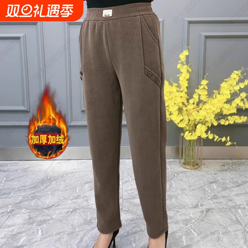 妈妈裤子秋冬加绒加厚休闲长裤