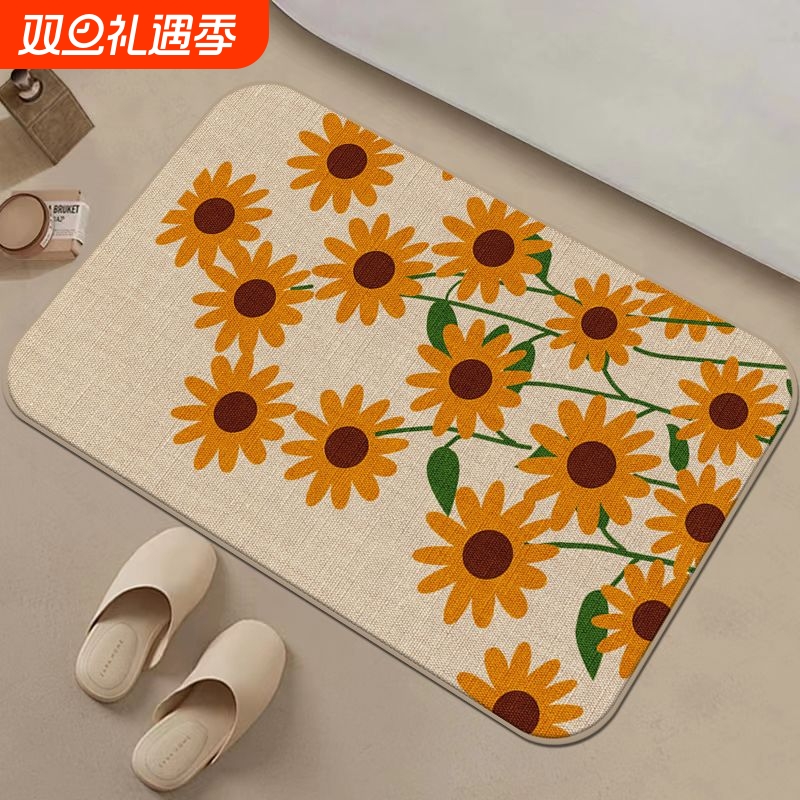 亚麻地垫橡胶防滑厨房进门口入户家用浴卧室卫生间吸水油脚踩毯子