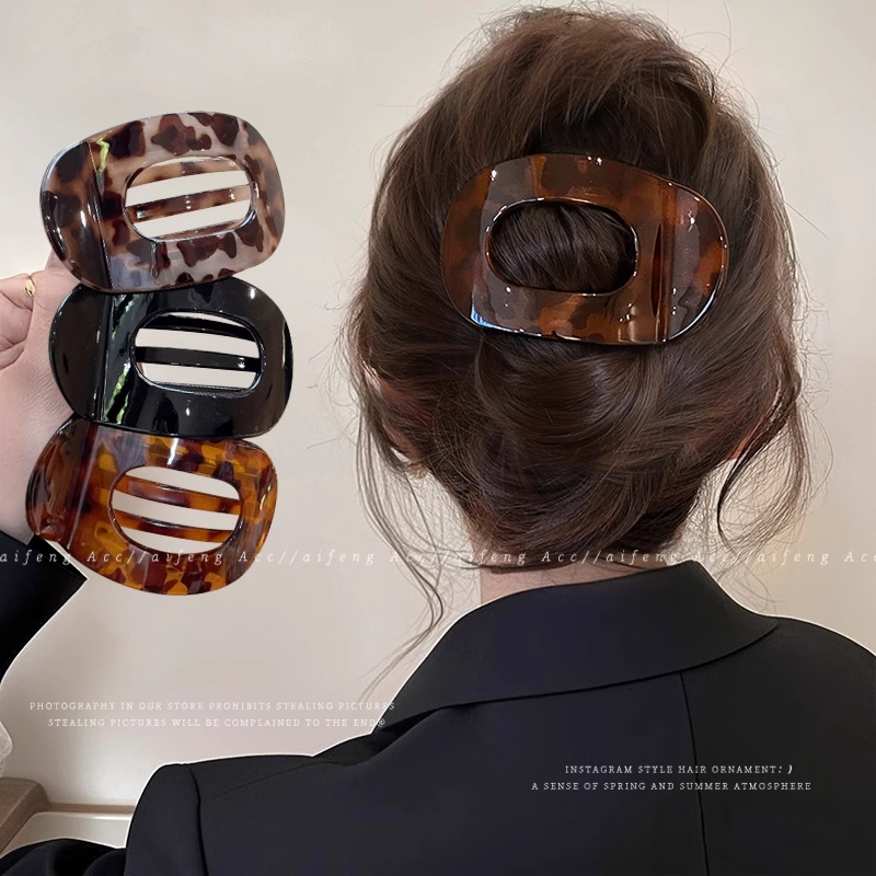 高级感玳瑁色鲍鱼抓夹后脑勺盘发夹不硌头饰韩版椭圆发夹新品发饰