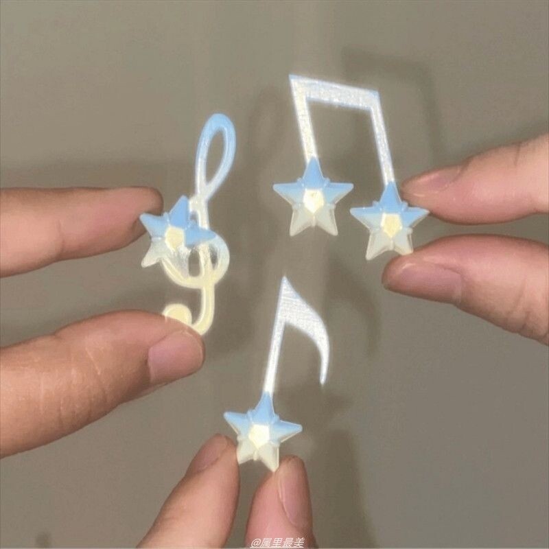小音符浅蓝色星星小发夹鸭嘴夹少女甜美幸运学生新发饰边夹刘海夹图片