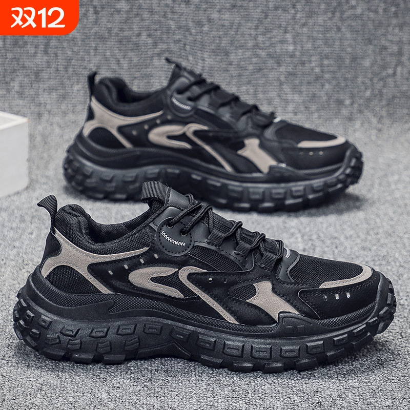 工地老爹鞋男春秋季防滑透气网鞋子男士运动上班新款耐磨劳保鞋