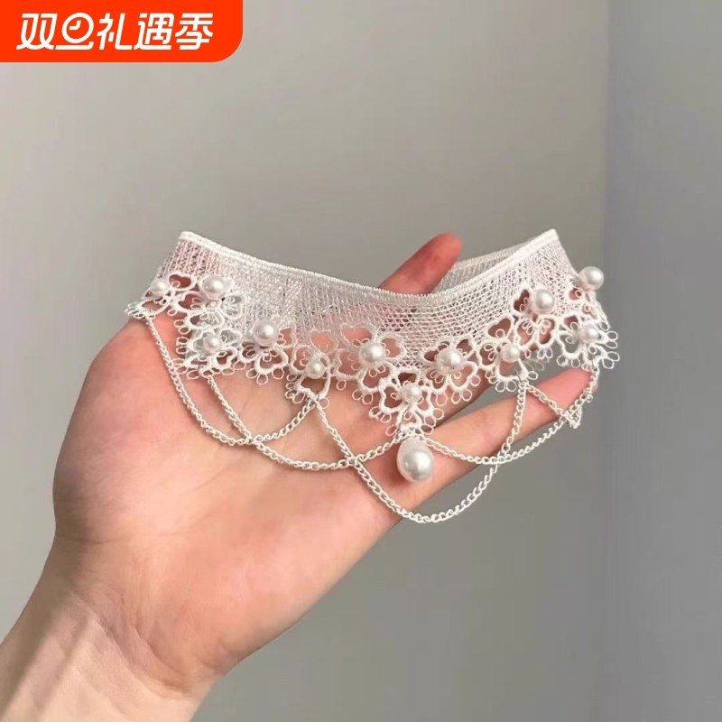 高级感蕾丝水滴流苏项链欧美风轻奢小众锁骨链2025新款choke