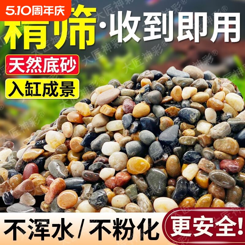 天然溪流石鱼缸底砂造景乌龟专用装饰鹅卵石底沙生态砂石石子龟缸