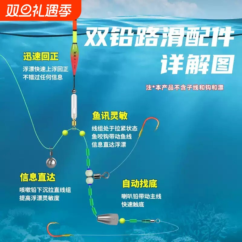 自找底路滑配件包免调漂路滑配件包套装矶竿路亚滑漂专用配件