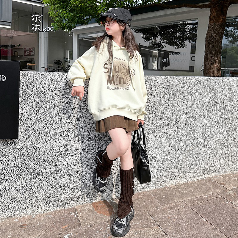 女童卫衣春秋款洋气网红连帽上衣