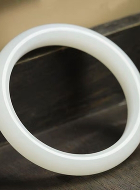 爆款仿新疆白玉和田玉手镯白色手镯女士款粗圆条镯叮当镯送妈妈