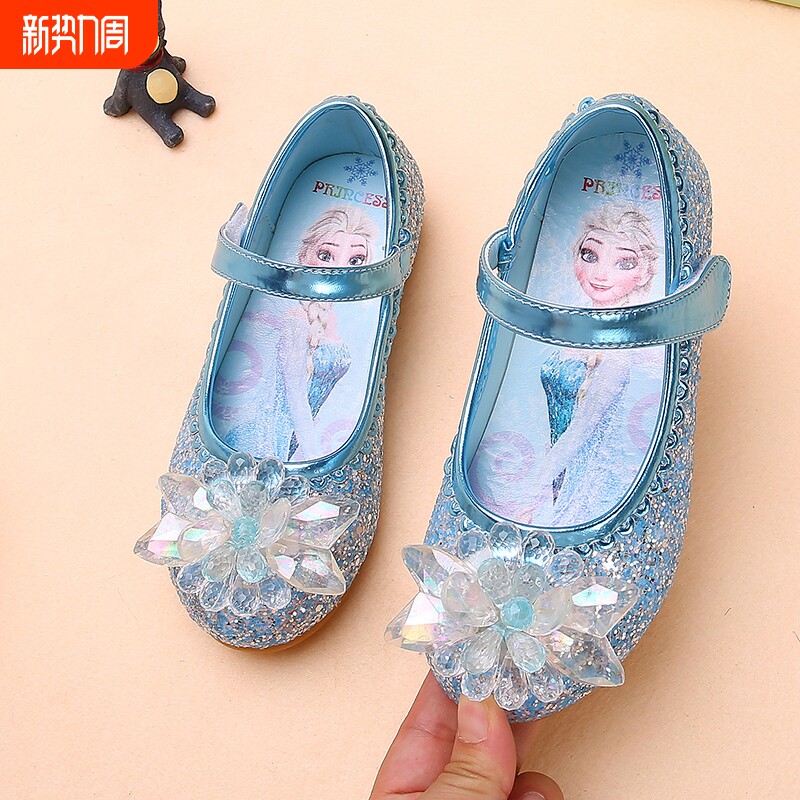 儿童水晶公主鞋女童单鞋软底宝宝小皮鞋亮片防滑演出鞋公主风圆头
