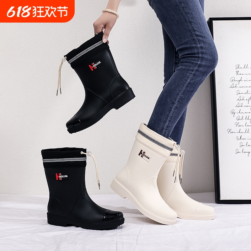 束口雨鞋女款防滑防水鞋2025新款时尚水靴成人胶鞋的雨靴耐磨中筒