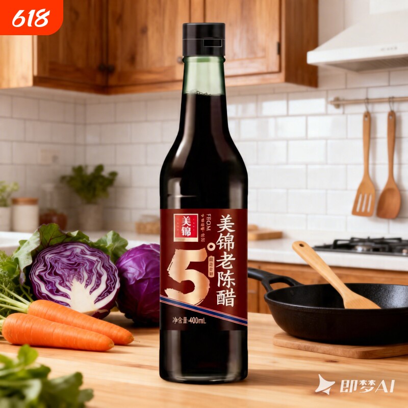 美锦5度400ml玻璃瓶家用食醋厨房瓶装山西清徐陈醋食用酿造