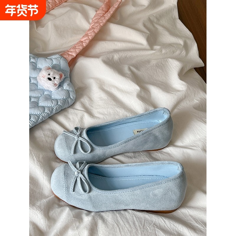 百搭舒适法式内增高蓝色玛丽珍鞋女2025新款夏季浅口芭蕾单鞋