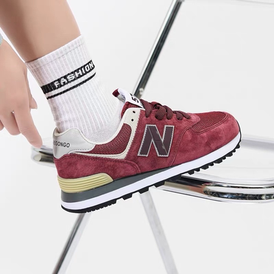 NEW BOLUNE/新百伦574男鞋红色跑步鞋夏季新款情侣鞋休闲鞋n字鞋