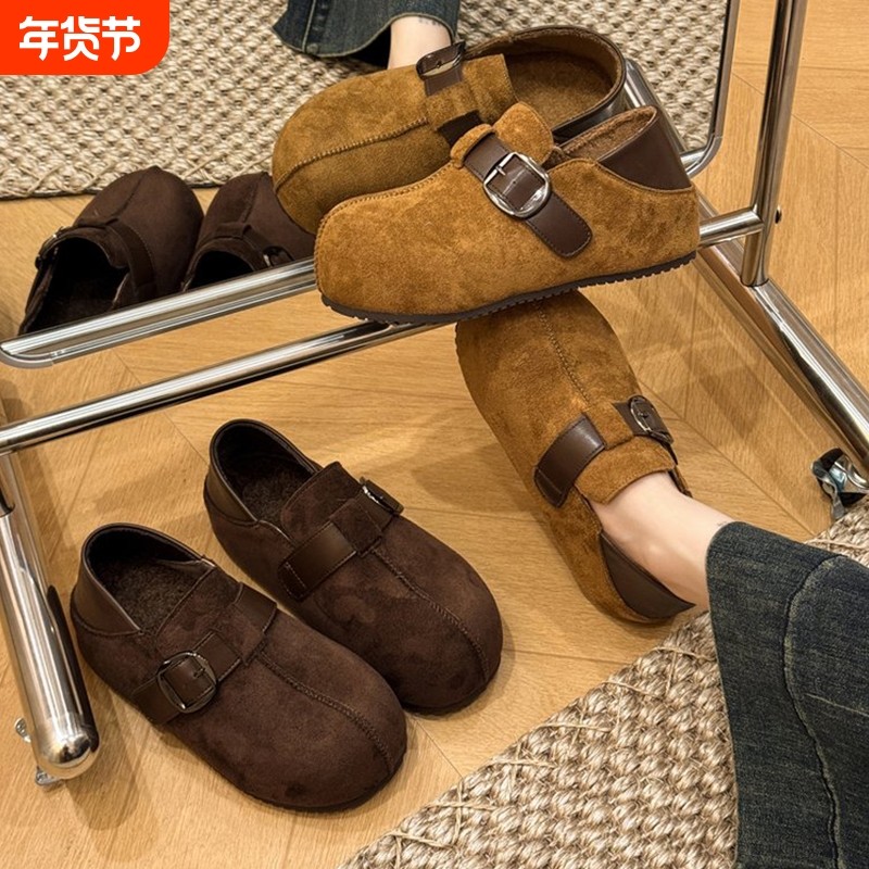 2025冬季新款厚底内增高全包勃肯鞋女丑萌两穿女加绒棉鞋平底单鞋,女鞋,勃肯鞋/软木鞋,淘宝优惠券,粉丝福利购,淘宝优惠卷