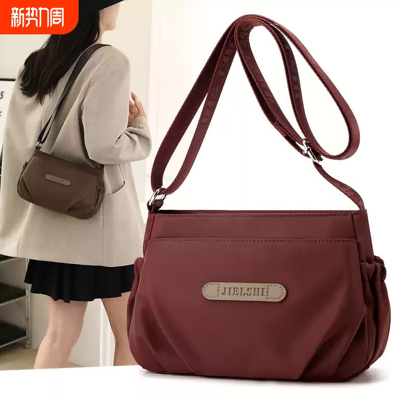 牛津布斜挎包女轻便多层尼龙帆布妈妈包中年女士单肩斜跨小包通勤
